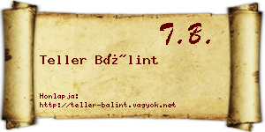 Teller Bálint névjegykártya